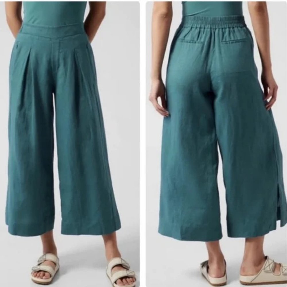 Athleta Playa Linen Wide Leg Crop Pants - Size 8
